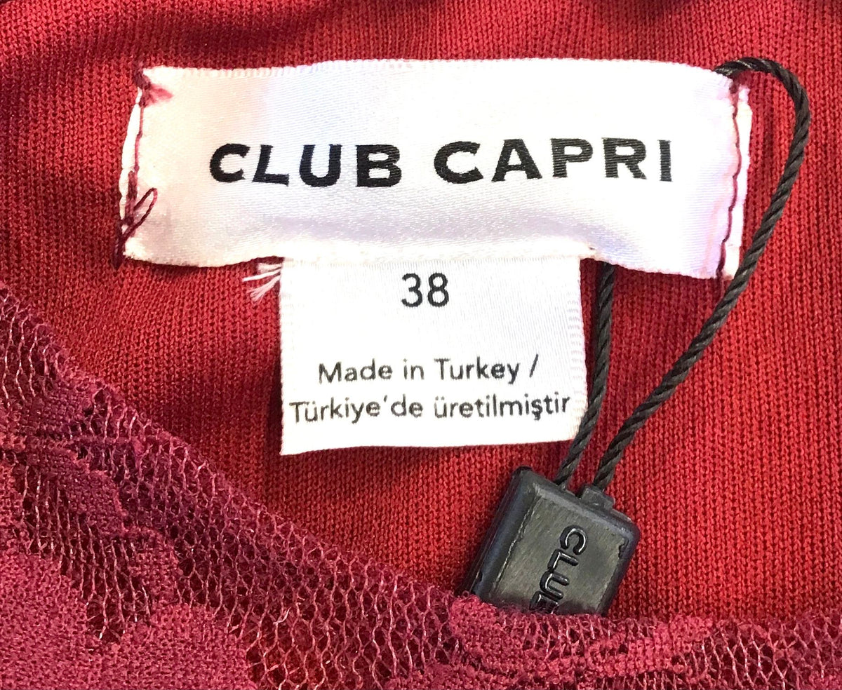 NWT Club Capri Women's Burgundy Floral Fit & Flare Dress - Size 38