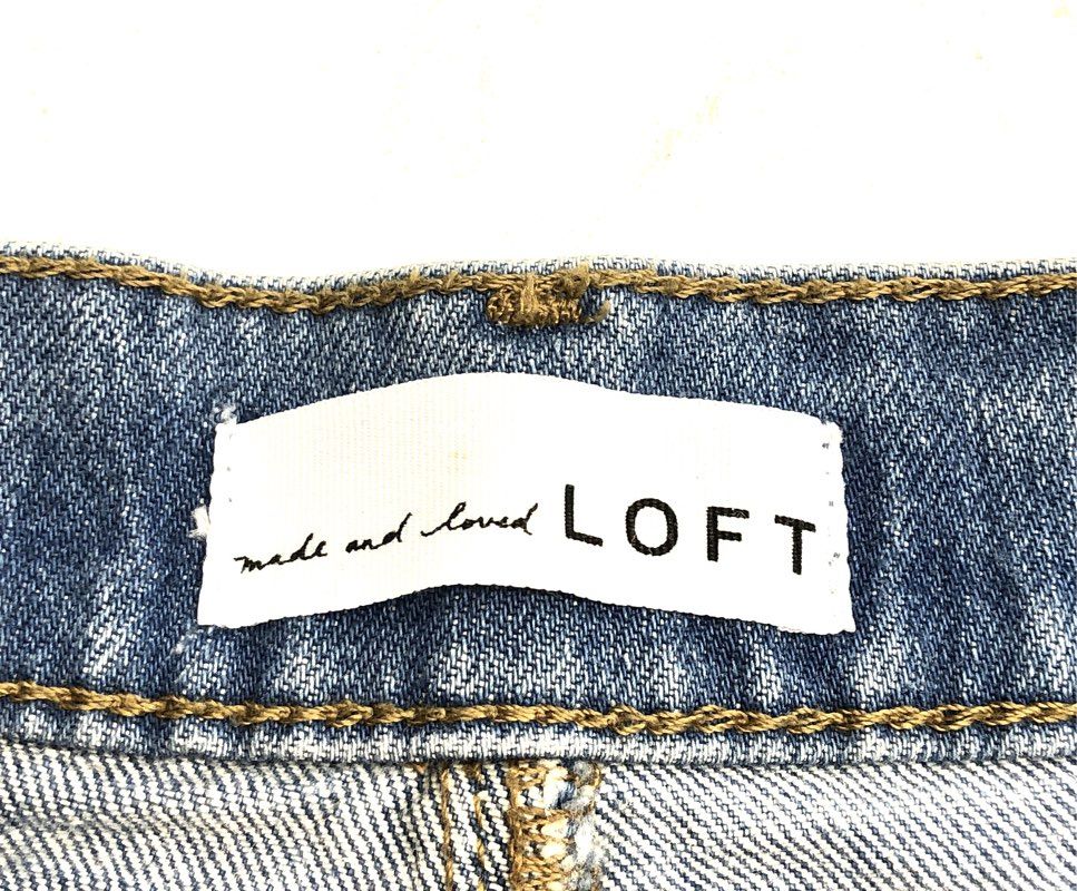 LOFT Women's Blue High Waist Boyfriend Distressed Ripped Knee Jeans Sz 28 6