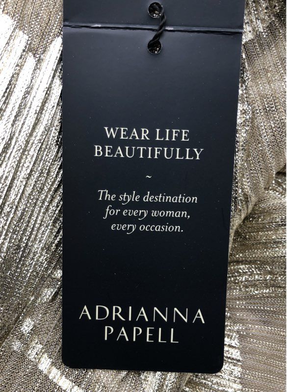 NWT Adrianna Papell Women's Champagne Metallic Print Maxi Dress - Size 18W