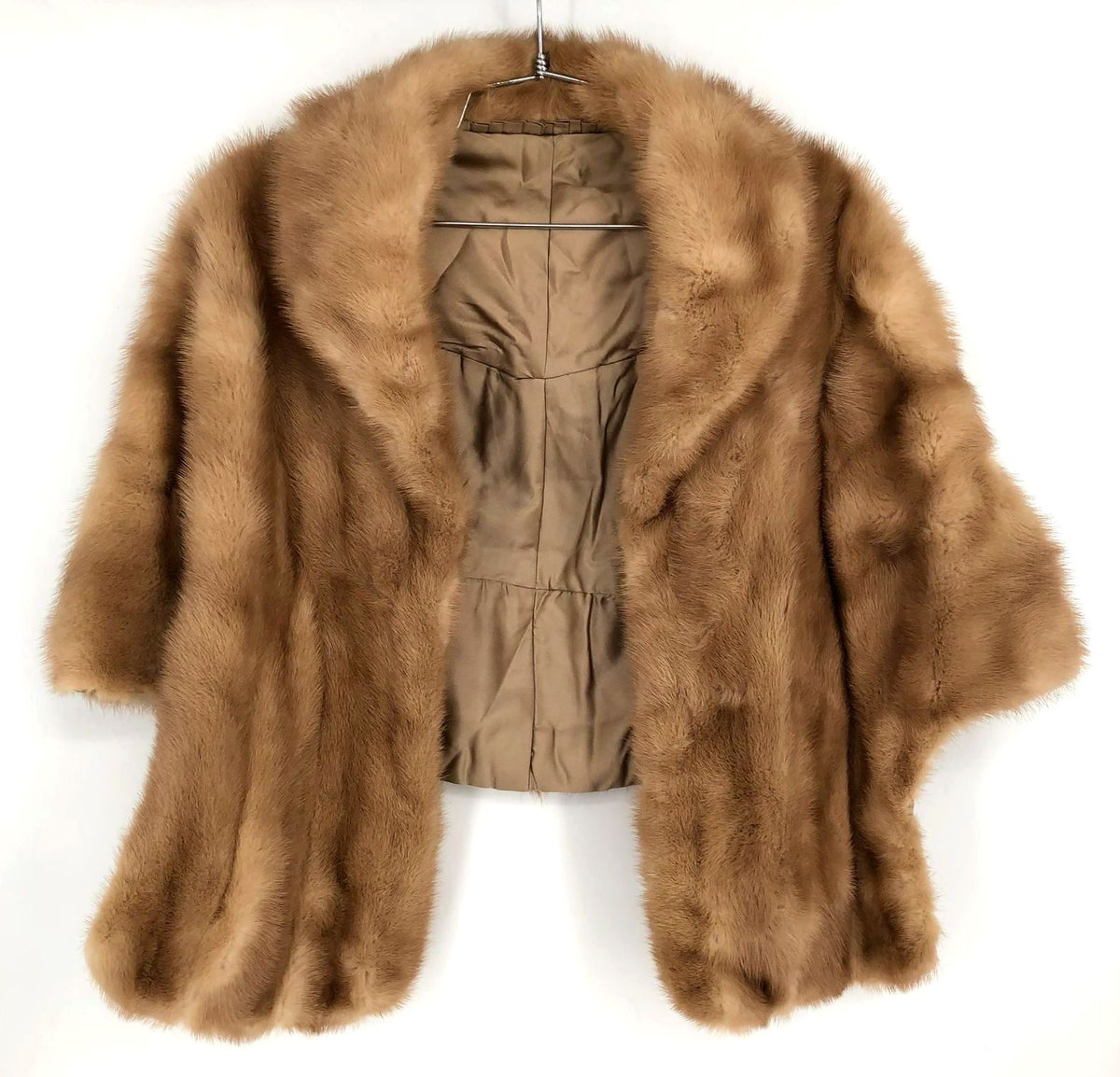 Vintage Women&#39;s Tan/Brown Luxury Fur Shawl/Shoulder Wrap with Silky Lining