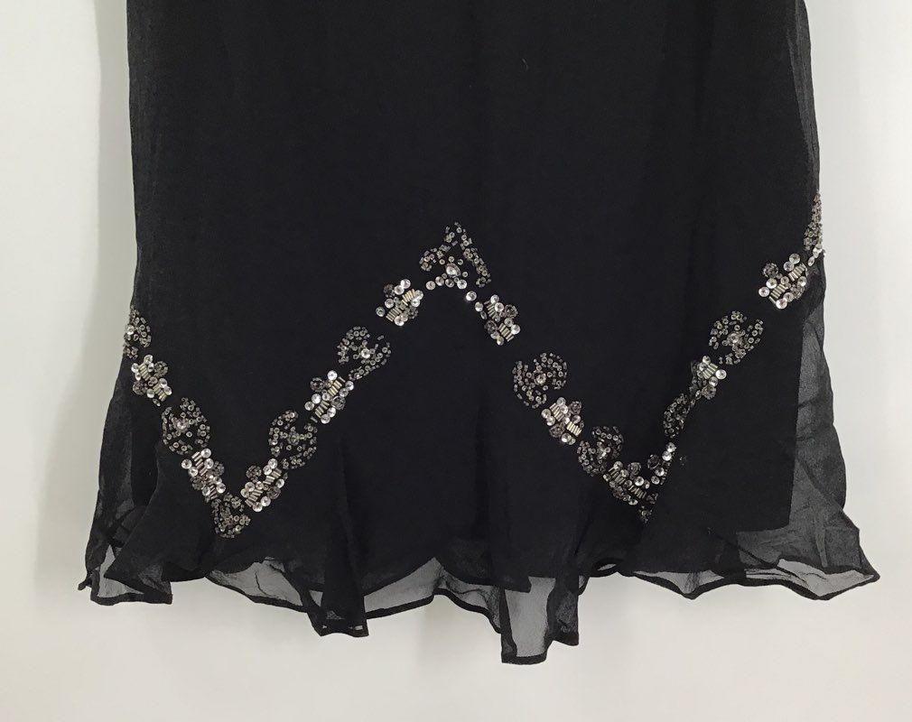 NWT Bianca Nygard Women&#39;s Black Sequin Side Zip Flare Skirt - Size 4