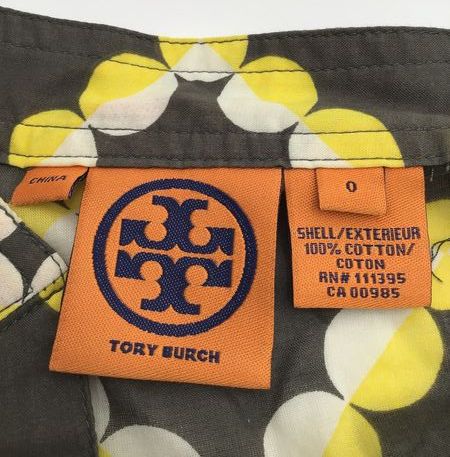 Tory Burch Gray Yellow Dot Print Sheer Cotton Tatum Blouse Women's 0 COA