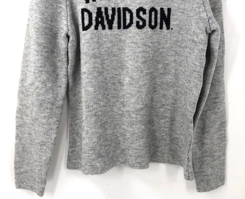 Harley-Davidson Spellout Logo Knit Sweater Light Grey Heather Sz XL