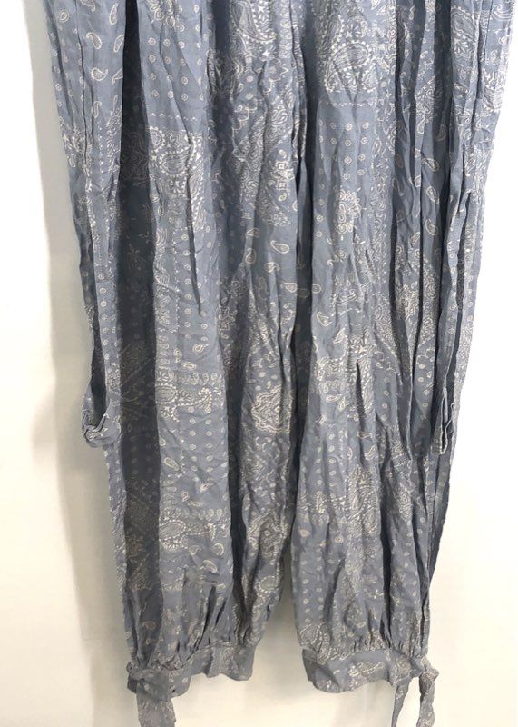 Final Touch Women's Blue Paisley Boho Spaghetti Strap Jumpsuit Romper Size M