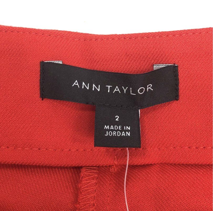 Ann Taylor Women's Red Wide Leg Gold Button Side Zip Trousers NWT Sz 2