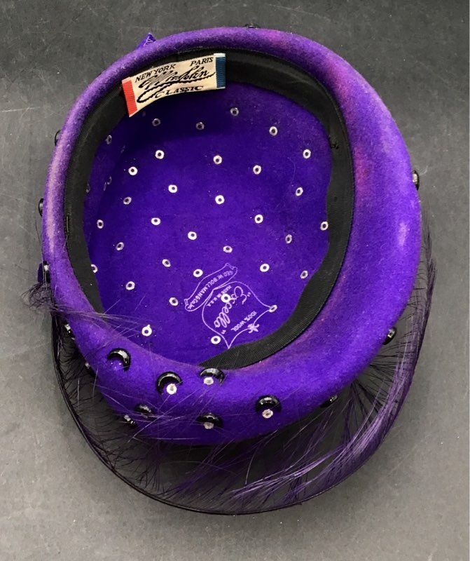Vintage Excello Women's Purple Pillbox Hat