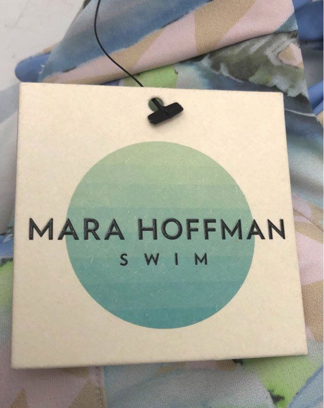 Mara Hoffman Women's Peplum Bikini Top Pastel Pink Geometric Underwire Sz S NWT