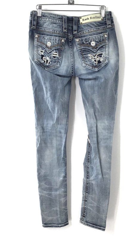 Rock Revival Women's Arda S Skinny Jeans Distressed Ripped Flap Pocket 26x32