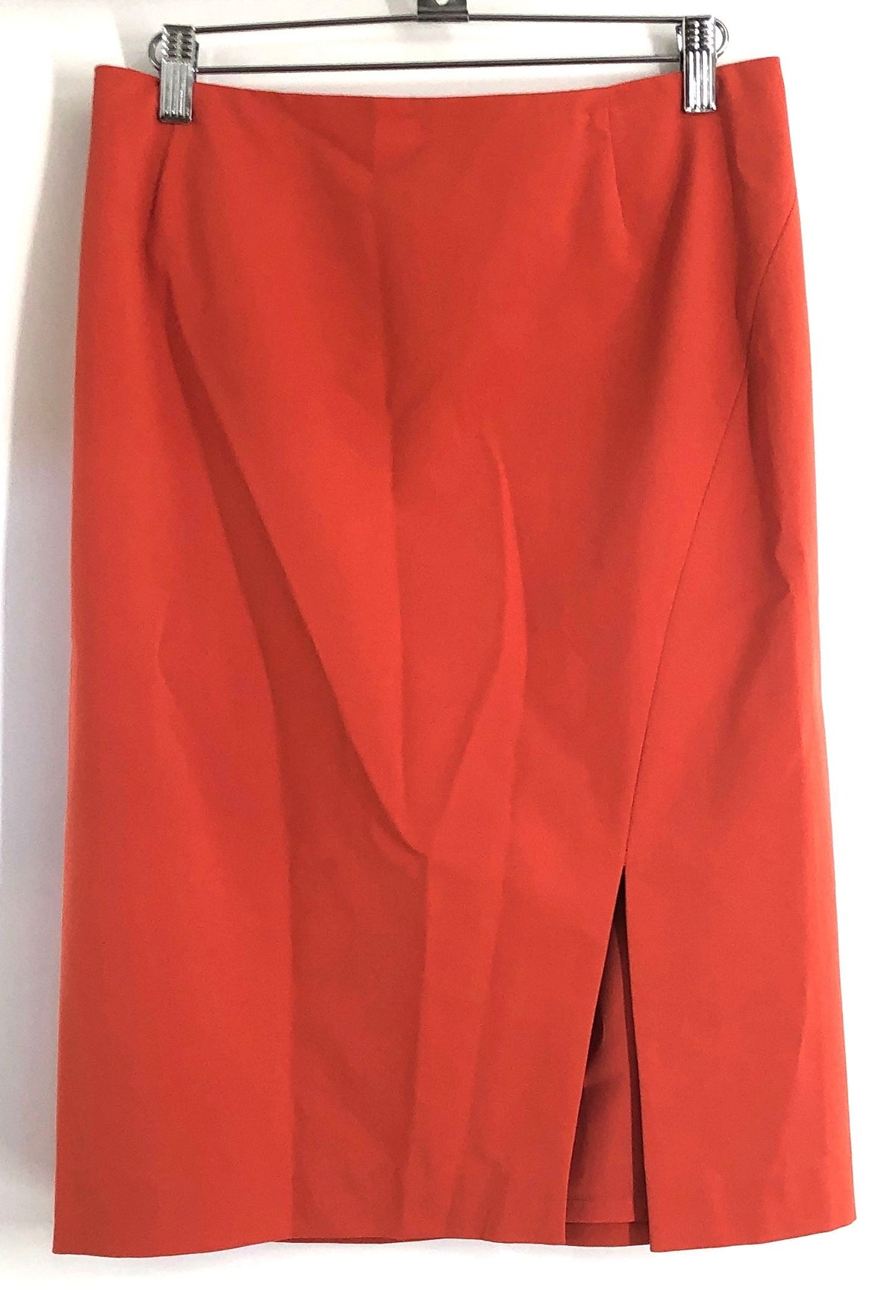 Lafayette 148 New York Women's Orange Front Slit Cotton Pencil Skirt Sz 4