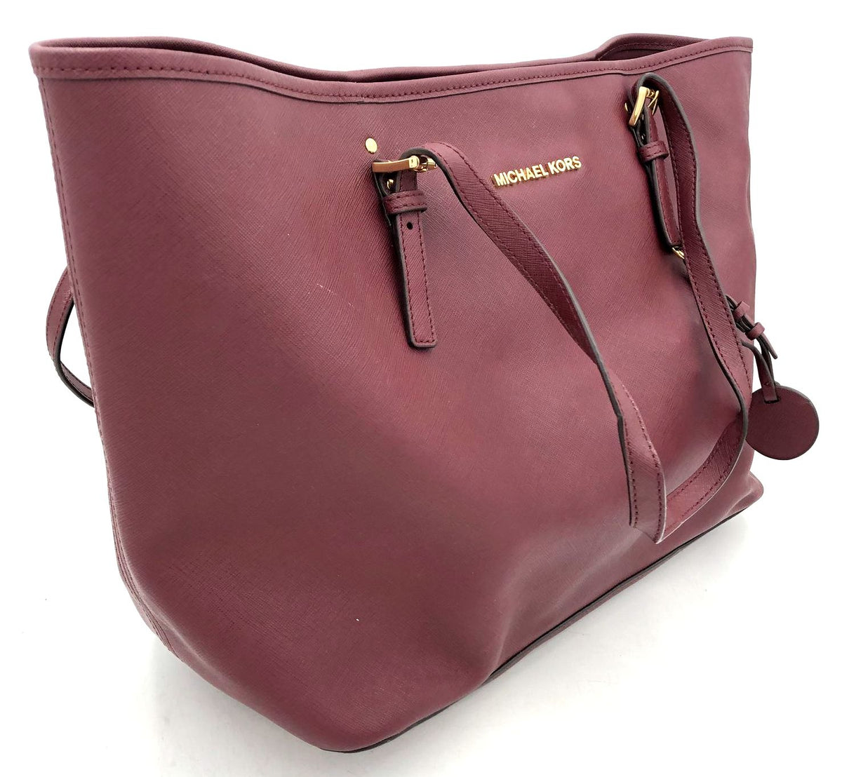 Authentic Michael Kors Women&#39;s Burgundy Luxury Leather Tote Bag - COA Included