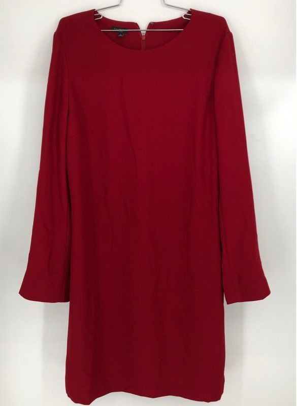 NWT Talbots Women&#39;s Red Long Sleeve Back Zip Shift Dress - Size 16