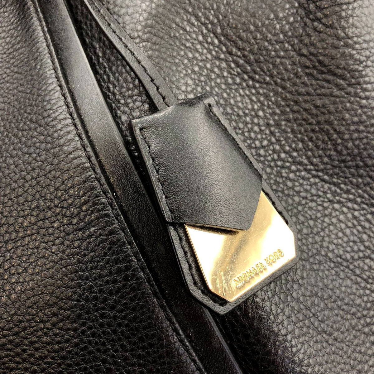 Michael Kors 'Whitney' Black Pebbled Leather Tote with Gold-Tone Hardware (+COA)