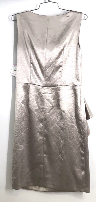 Anne Klein Women's Silver Metallic Cowl Draped Ruffle Sheath Dress NWT Sz 6