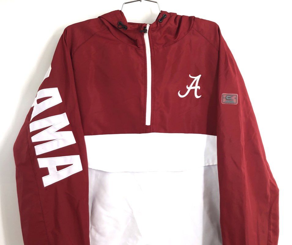 Colosseum Men's Alabama Crimson Tide Half Zip Hooded Windbreaker Jacket Sz L