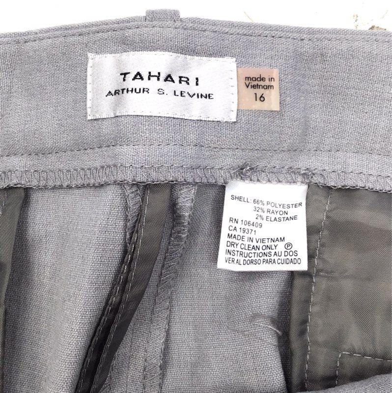 Tahari Arthur S. Levine Women's Gray Straight Leg Dress Pants Suiting Sz 16