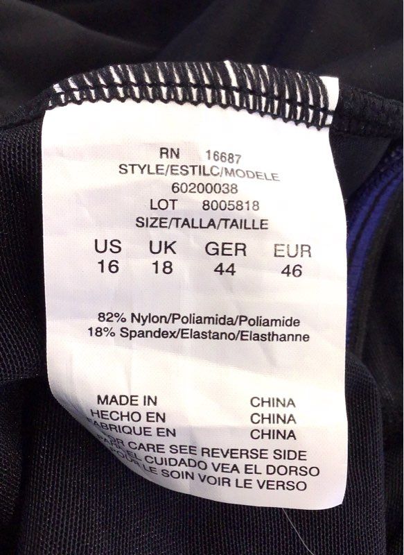 NWT Shape Solver Women's Denim Blue Floral One-Piece Swimdress - Size 17