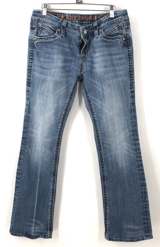 Rock Revival Women's Blue Leah Denim Easy Bootcut Jeans - Size 29
