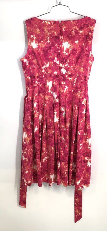 Dana Buchman Women's Pink Hibiscus Floral Sleeveless Cotton Dress NWT Size 14