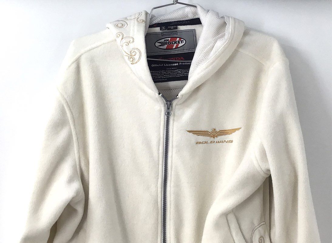 Joe Rocket Honda Gold Wing Women's Fleece Full Zip Hoodie Jacket Cream Sz XL