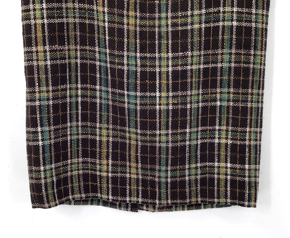 NWT Ellen Tracy Women's Mahogany Plaid Silk Straight & Pencil Skirt - Size 8