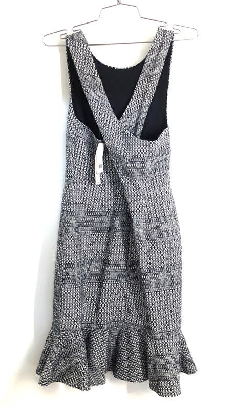 Banana Republic Women's Black White Geometric Jacquard Cross Back Dress 2P NWT