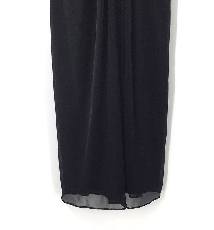 Vintage Alex Evenings Women's Black Ruched Rhinestone Buckle Dress Petite Sz 6P