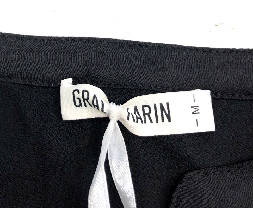 Grace Karin Women's Black Long Sleeve V-Neck Pleated Blouse Top NWT Sz M