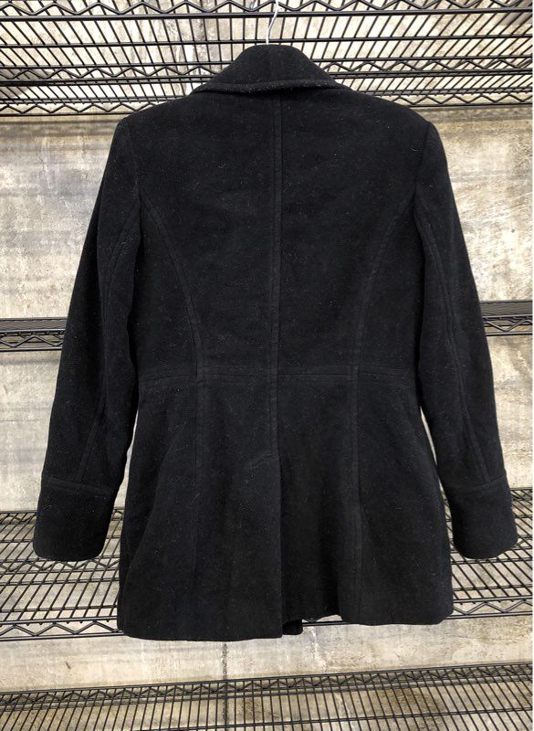 London Fog Women's Wool Blend Peacoat Black Button Front Car Coat Size S