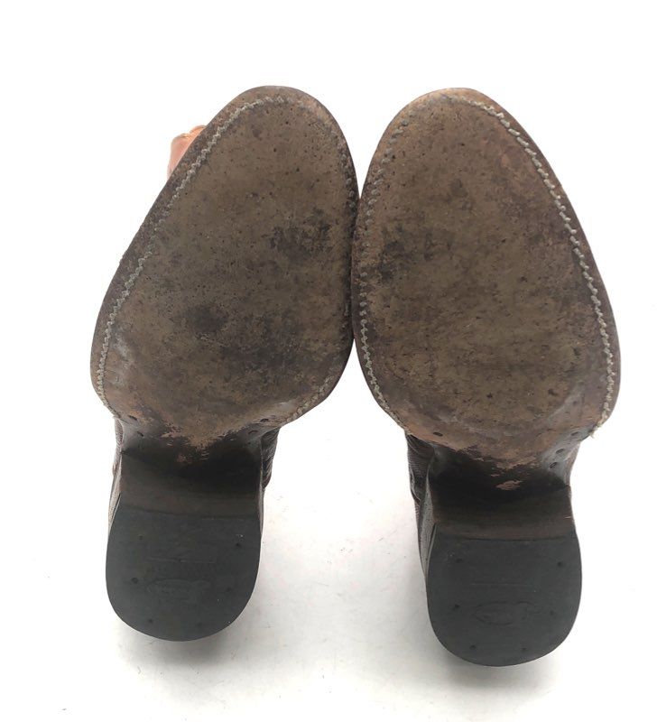 Justin Teju Lizard Skin Brown Cognac Western Cowboy Boots Size 7 B
