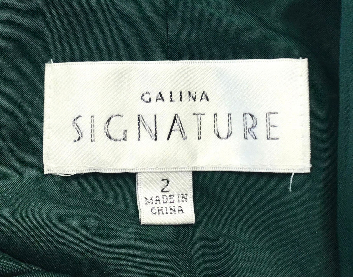 NWT Galina Signature Women's Green V-Neck Faux Wrap Maxi Dress - Size 2