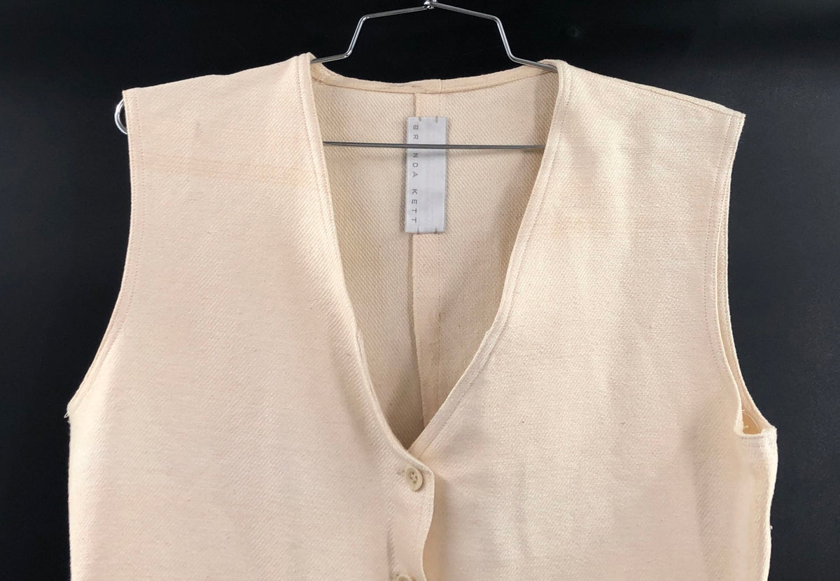 Brenda Kett Women's Ivory Cream Textured Five Button Waistcoat Vest