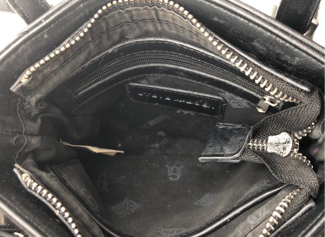 Steve Madden Black Rhinestone Embellished Crossbody Satchel Bag Silver Hardware