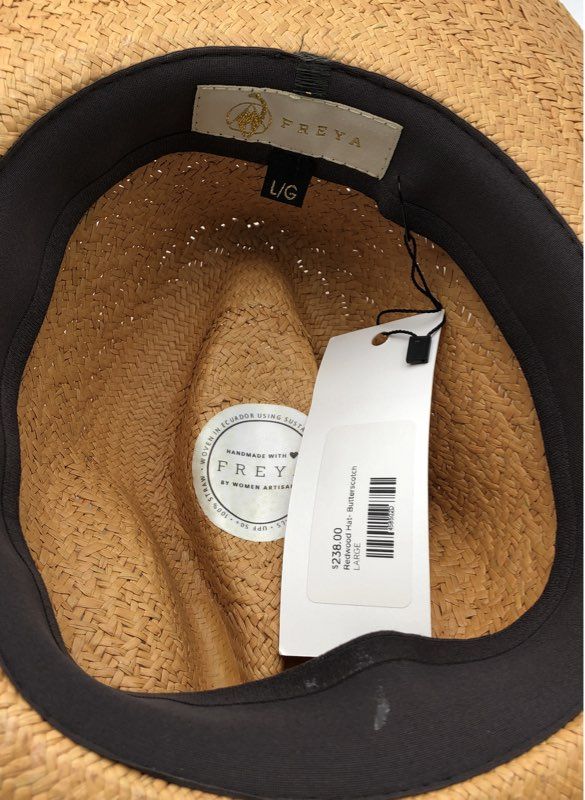 Freya Women's Redwood Straw Cowboy Hat Butterscotch UPF 50+ Hand Woven NWT Sz L