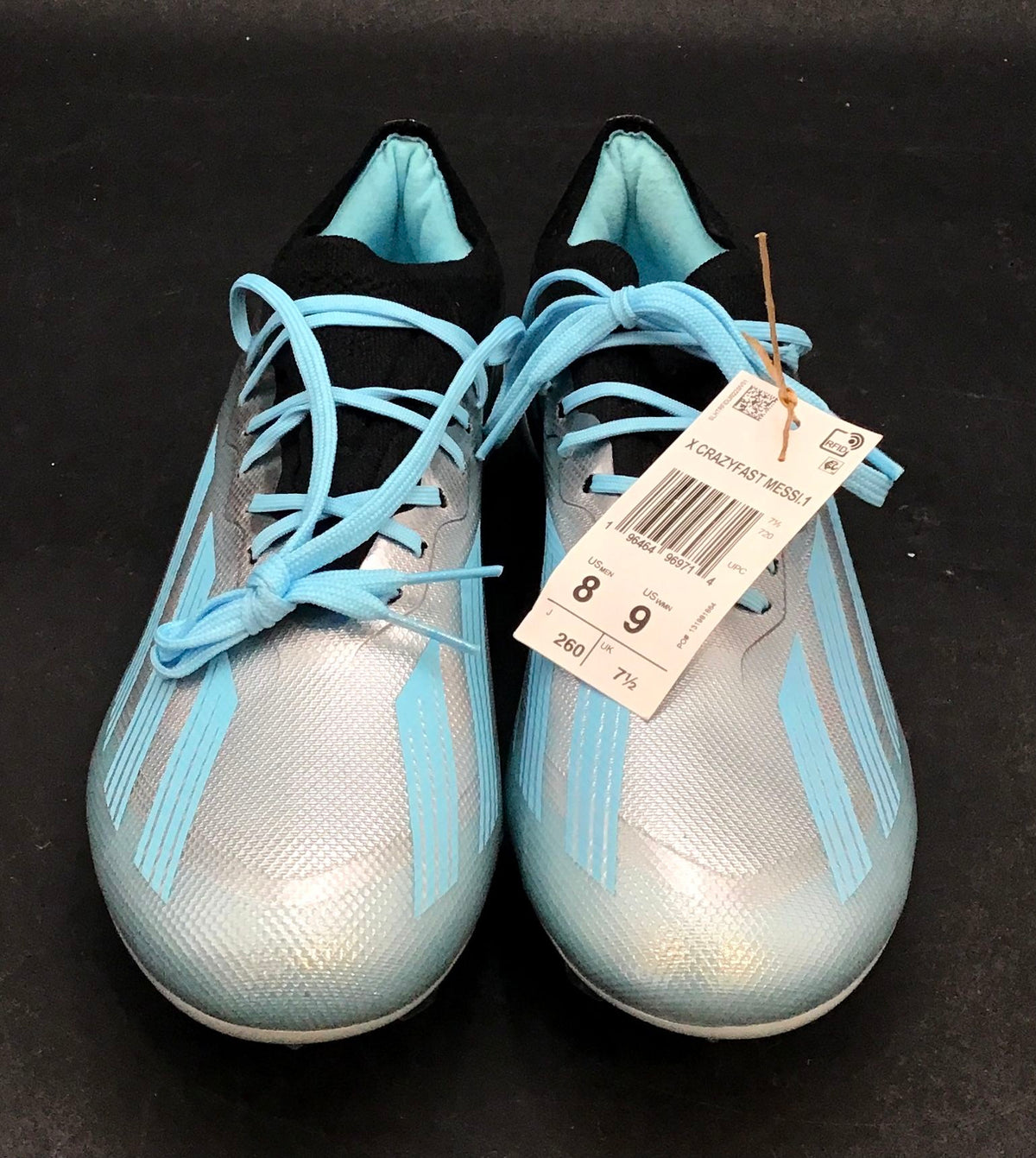 NWT Adidas Women's Crazyfast Messi.1 FG Silver Blue Football Cleats - Size 9