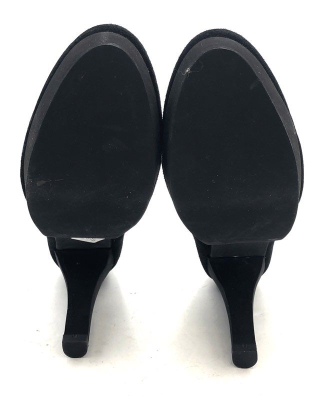 Andre Assous Black Suede Platform Penny Loafer Pumps Heels Size 8