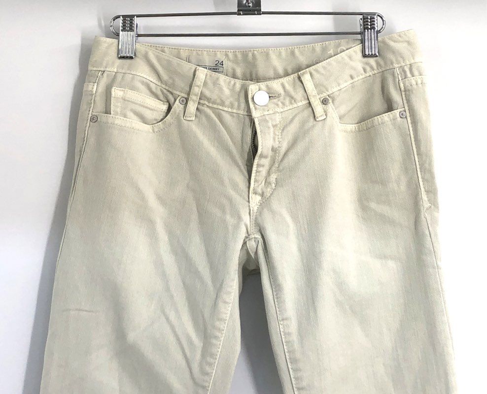 Gap Women's Always Skinny Jeans Beige Twill Cotton Stretch Sz 24