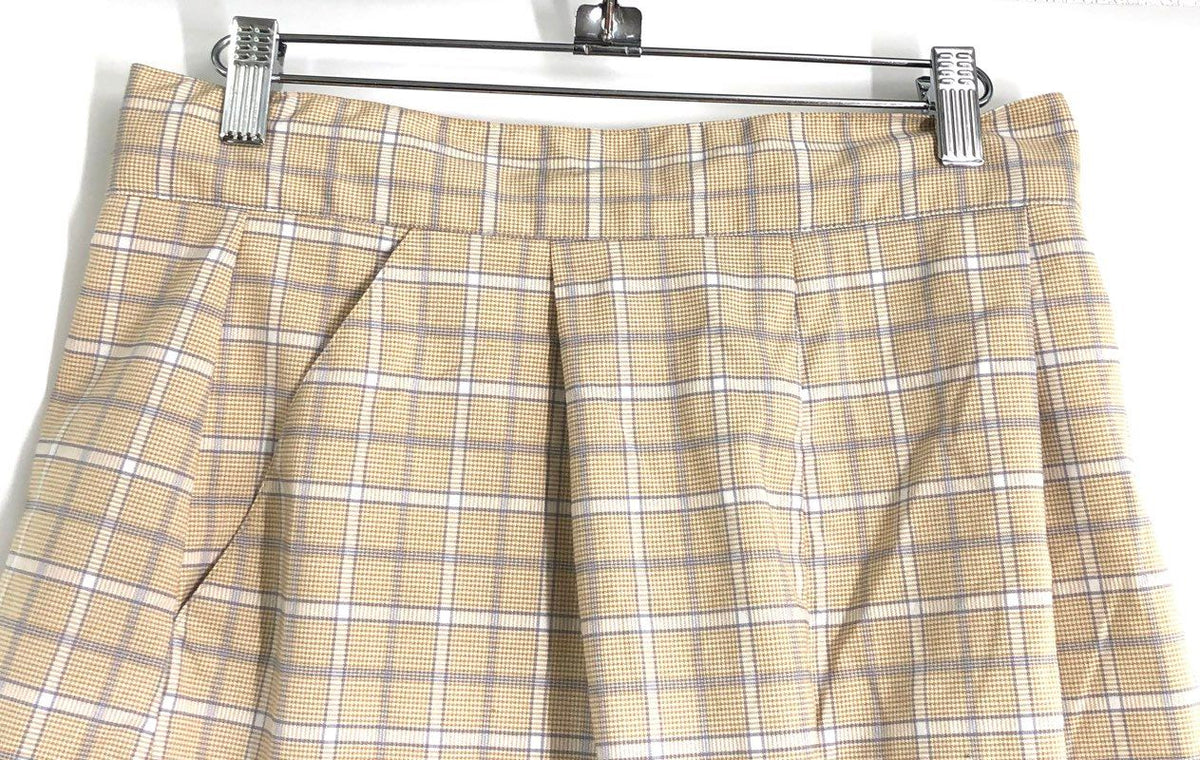 The Fifth Label Women's Yellow Plaid A-Line Mini Skirt with Pockets Sz 8