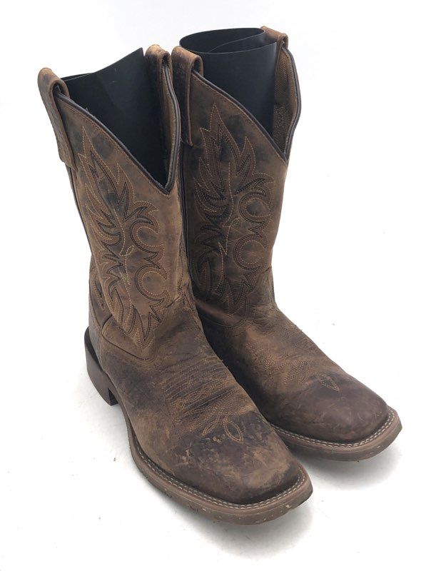 Laredo 7835 Brown Distressed Leather Square Toe Cowboy Boots Men's Size 7D