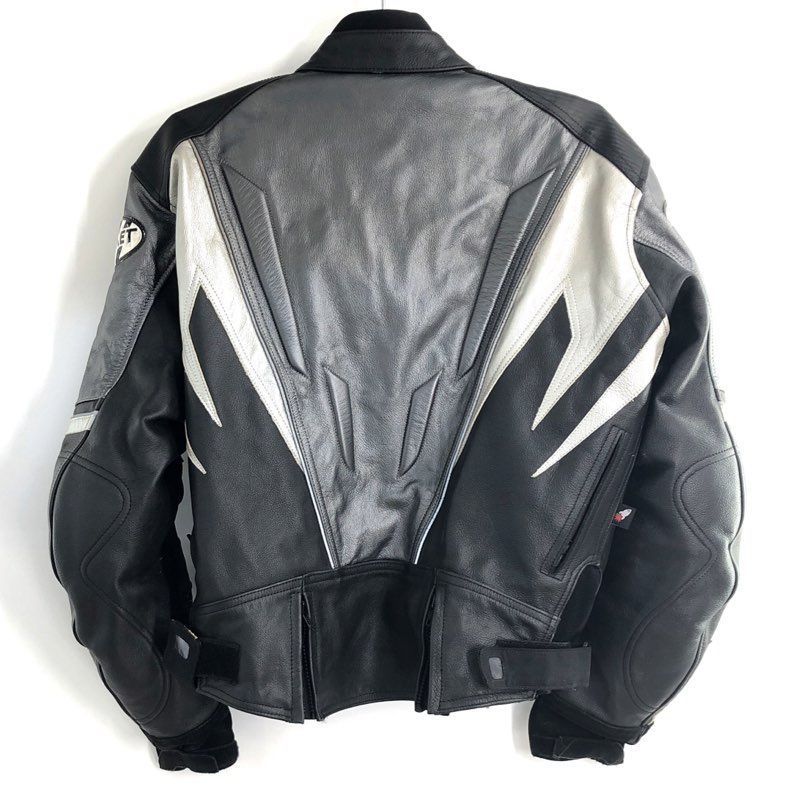Joe Rocket Women's Blaster Leather Motorcycle Racing Jacket Black Silver Sz L