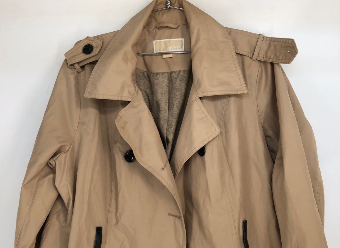 Michael Kors Women's Beige Double-Breasted Trench Coat - Size XL