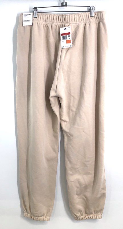 Nike Women's Oversized Mid Rise Sweatpants Beige Fleece Joggers NWT Sz L
