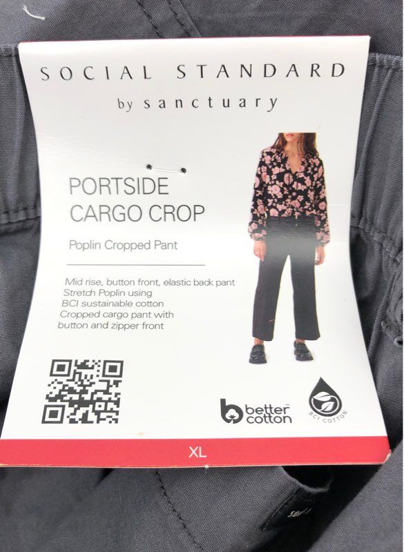 NWT Social Standard By Sanctuary Women&#39;s Gray Portside Cropped Pants - Size XL