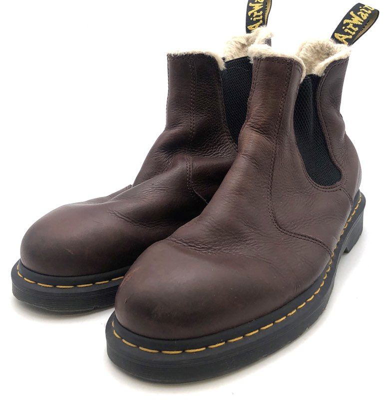 Dr. Martens 2976 FL Fur Lined Dark Brown Leather Chelsea Boots Size US M 12
