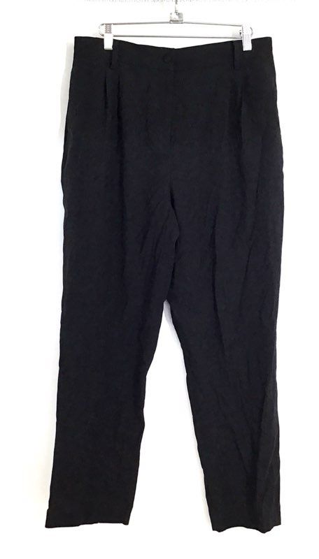 Calvin Klein Women's Black Pleated Straight Leg Rayon Blend Dress Pants Size 12