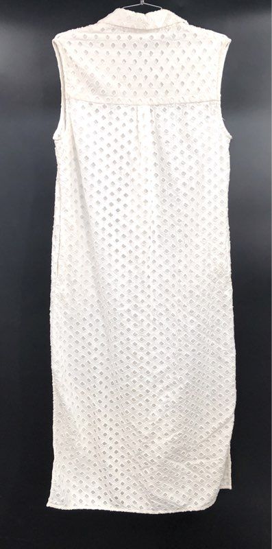 Gibson Latimer Women's Ivory Eyelet Sleeveless Button Front Shirt Dress NWT Sz S