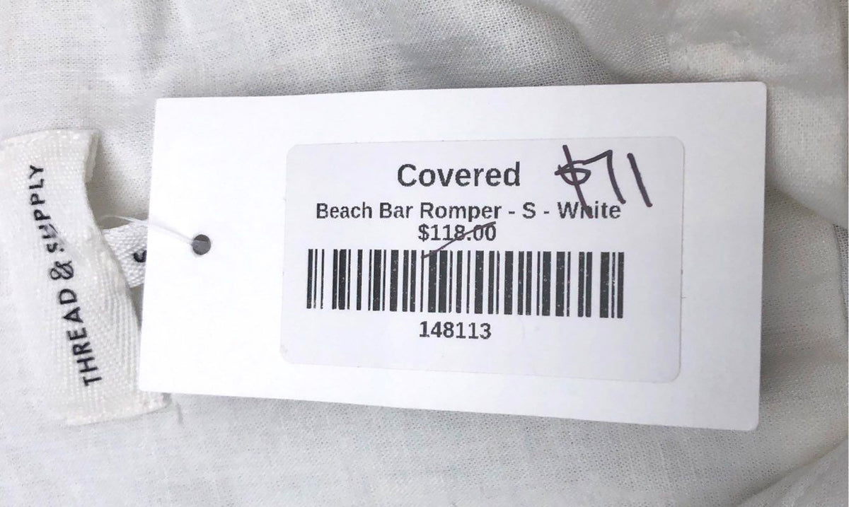 Thread & Supply Women's Beach Bar Romper White Long Sleeve NWT Sz S