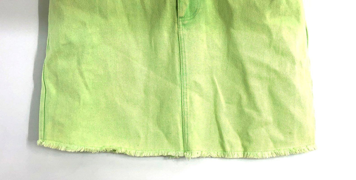 Sunland 17 Women's Lime Green Denim Mini Skirt Raw Frayed Hem Size M
