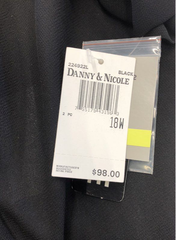 NWT Danny & Nicole Women's Black A-Line Dress W/Jacket 2-Piece Set - Size 18W