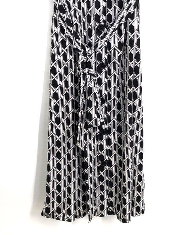 Laundry by Shelli Segal Women's Black White Geometric Shirt Dress NWT Sz 8