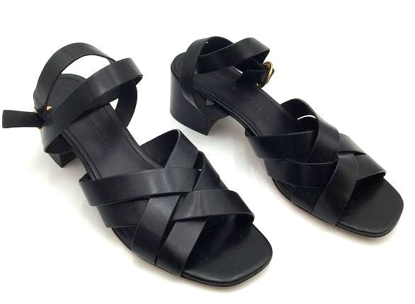 Tory Burch Black Leather 'City Heel' Ankle Strap Sandals-Size: 8.5 (+COA)